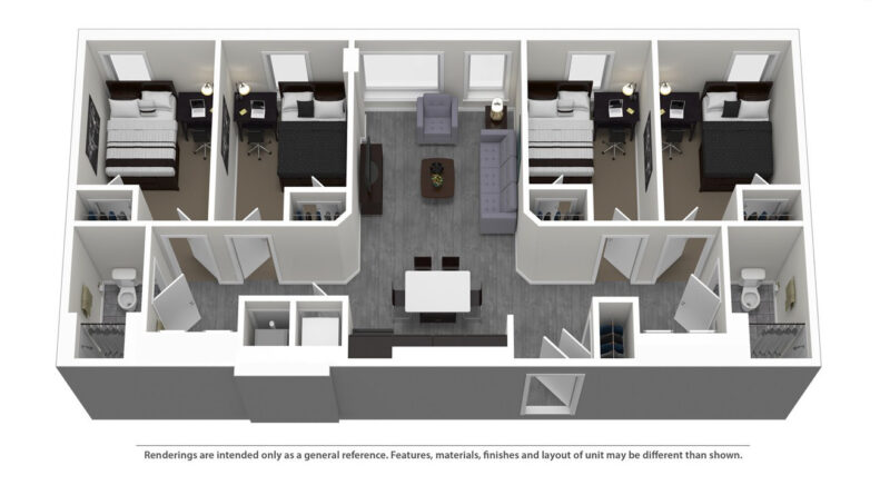 Nine East 33rd Sample 4x2 Apartment Floor Plan