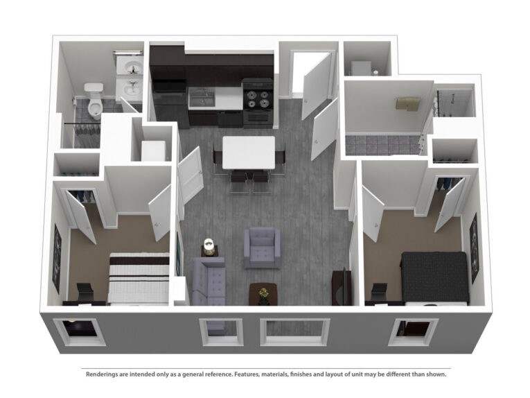 Nine East 33rd Sample 2x2 Apartment Floor Plan