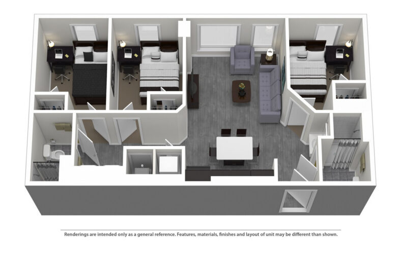 Nine East 33rd Sample 3x2 Apartment Floor Plan