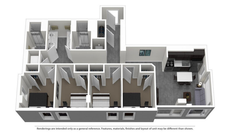 Nine East 33rd Sample 4x2 Premium View Apartment Floor Plan